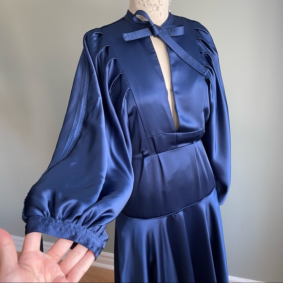 NWT!!!!! Self Portrait Navy Satin Dress - Picture 9 of 9